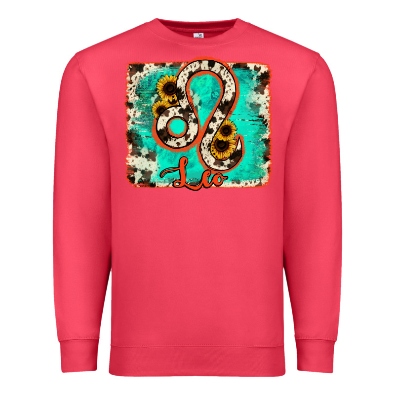 Leo Turquoise Cowhide Premium Sweatshirt by RanaPortraitStore | Teevron