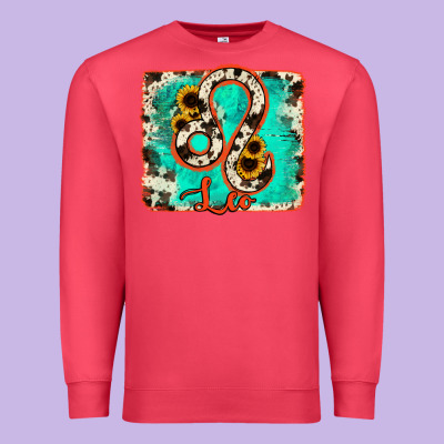 Leo Turquoise Cowhide Premium Sweatshirt Designed By Ranaportraitstore