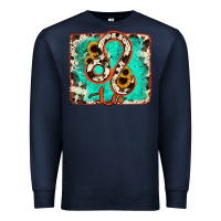 Navy leo turquoise cowhide Premium Sweatshirt - RanaPortraitStore