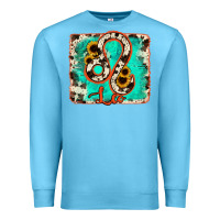 Ocean Blue leo turquoise cowhide Premium Sweatshirt - RanaPortraitStore