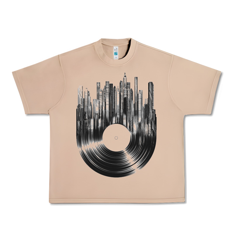 Vinyl Record Cityscape Urban Heavy Tee by linhVisuals | Teevron