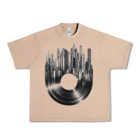Burro vinyl record cityscape Urban Heavy Tee - linhVisuals