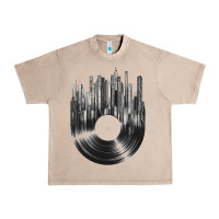French Oak vinyl record cityscape Urban Heavy Tee - linhVisuals