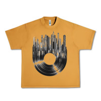 Peanut Butter vinyl record cityscape Urban Heavy Tee - linhVisuals
