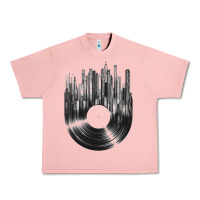 Vinyl Record Cityscape Urban Heavy Tee | Teevron