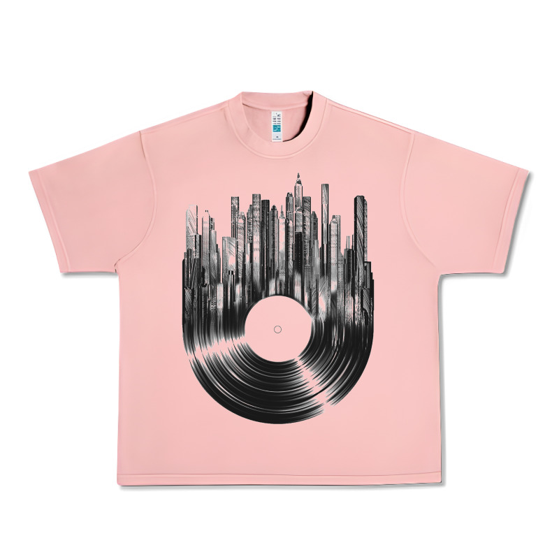 Vinyl Record Cityscape Urban Heavy Tee by linhVisuals | Teevron