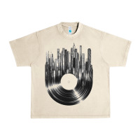 Sandshell vinyl record cityscape Urban Heavy Tee - linhVisuals