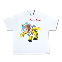 White curious george happy astronaut portrait t shirt Urban Heavy Tee - linhVisuals