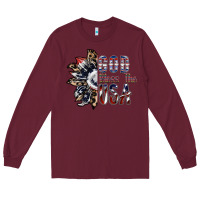 Burgundy god bless the usa Long Sleeve Tee - SublimationCraftShop
