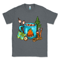 Charcoal Heather Camping Coffee Classic Tee - FaDigitalArtStudio