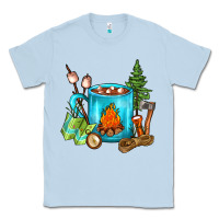 Dusty Blue Camping Coffee Classic Tee - FaDigitalArtStudio