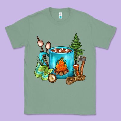 Camping Coffee Classic Tee Designed By Fadigitalartstudio