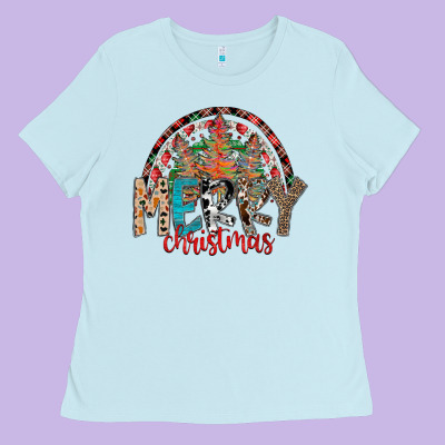 Merry Christmas Ladies Tee Designed By Cowhidedigitalart