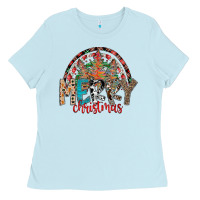 Baby Blue Merry Christmas Ladies Tee - CowhideDigitalArt