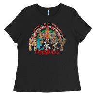 Black Merry Christmas Ladies Tee - CowhideDigitalArt