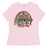 Bubblegum Pink Merry Christmas Ladies Tee - CowhideDigitalArt