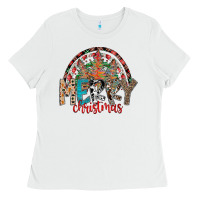 White Merry Christmas Ladies Tee - CowhideDigitalArt