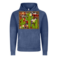 Vintage Denim aztec cowhide cactus background Vintage Hoodie - Artiststas