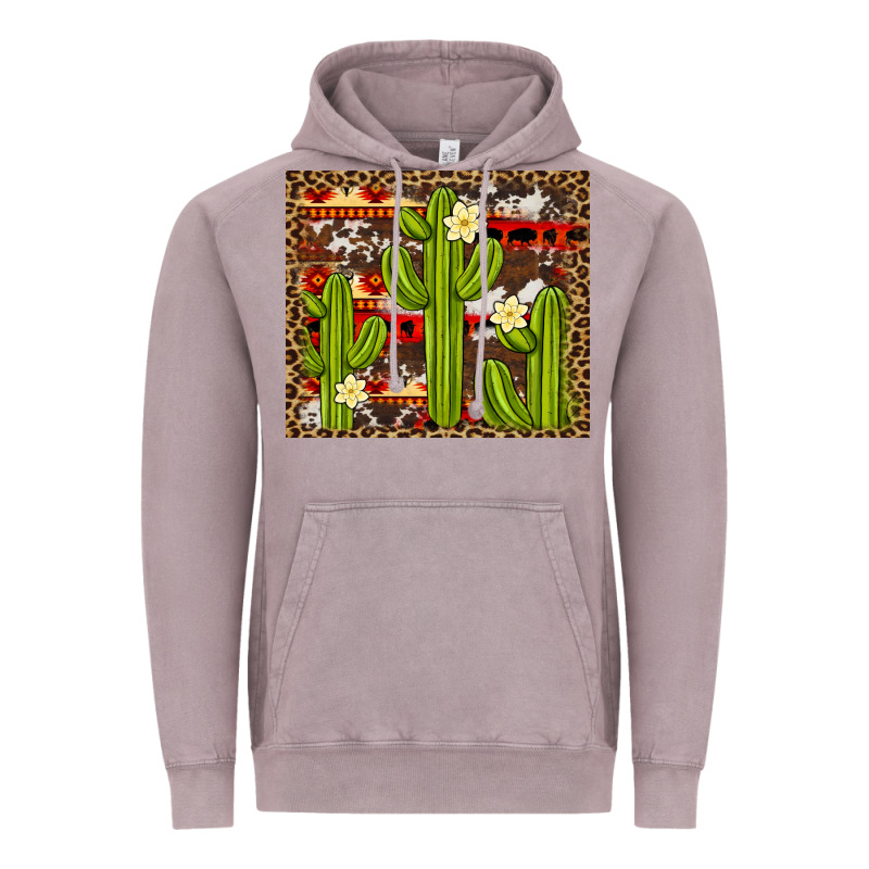 Aztec Cowhide Cactus Background Vintage Hoodie by Artiststas | Teevron