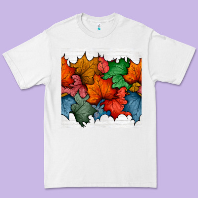 Autumn  Leaves Seamless Pattern Premium Tee Designed By Bundleandbundleshop