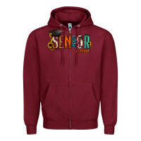 Burgundy Mom of a Senior 2021 Zipper Hoodie - Jasminsmagicworld