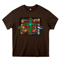 Chocolate Brown cross leopard cowhide glitter serape Heavy Core Tee - RanaPortraitStore