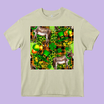 St. Patrick's Donkey With Leprechaun Heavy Core Tee Designed By Fadigitalartstudio