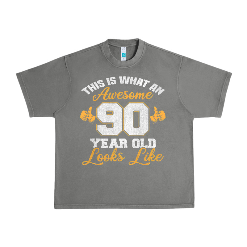 90th Birthday Novelty Gift Awesome 90 Year Old T Shirt Urban Heavy Tee by linhVisuals | Teevron