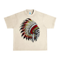 Native American Indian Chief Skull Motorcycle Headdress  T Shirt Urban Heavy Tee | Teevron