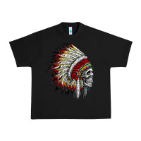 Black native american indian chief skull motorcycle headdress  t shirt Urban Heavy Tee - linhVisuals