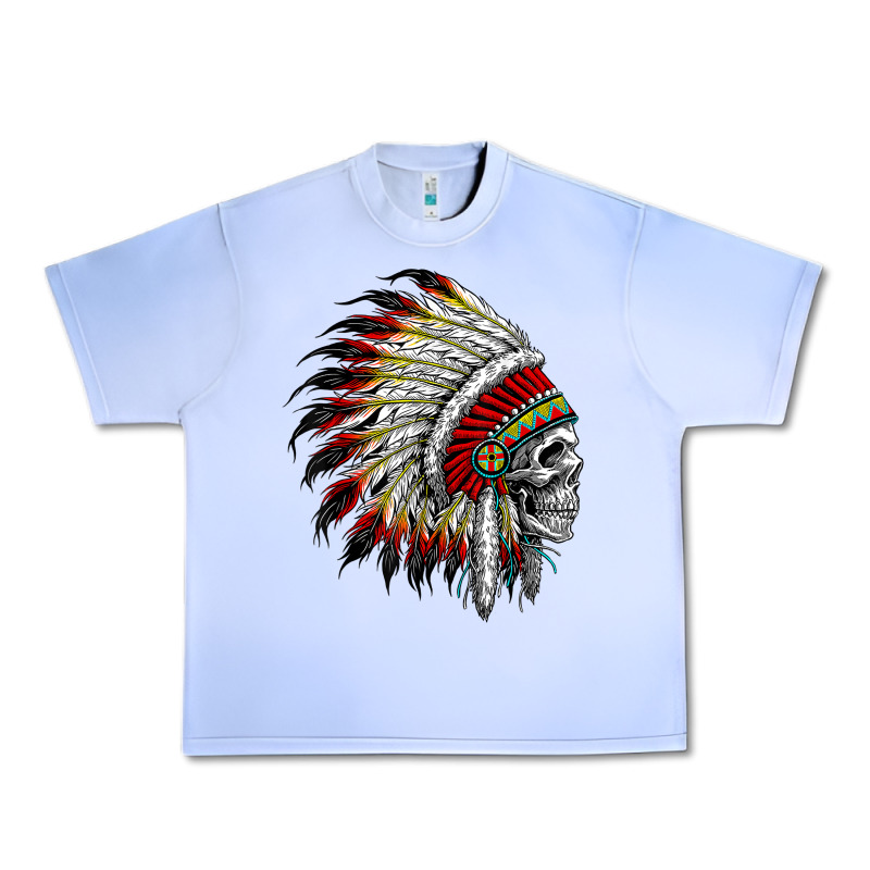 Native American Indian Chief Skull Motorcycle Headdress  T Shirt Urban Heavy Tee by linhVisuals | Teevron