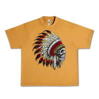 Peanut Butter native american indian chief skull motorcycle headdress  t shirt Urban Heavy Tee - linhVisuals