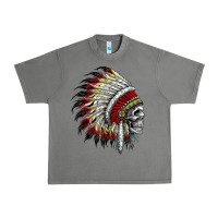 Tornado native american indian chief skull motorcycle headdress  t shirt Urban Heavy Tee - linhVisuals