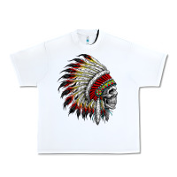 White native american indian chief skull motorcycle headdress  t shirt Urban Heavy Tee - linhVisuals