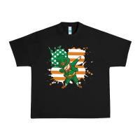 Dabbing Leprechaun Irish American Flag Urban Heavy Tee | Teevron