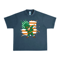 Midnight Navy dabbing leprechaun irish american flag Urban Heavy Tee - linhVisuals