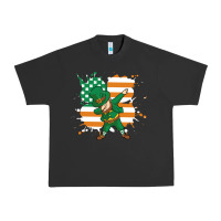 Dabbing Leprechaun Irish American Flag Urban Heavy Tee | Teevron