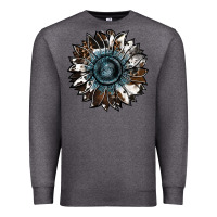 Charcoal Heather cowhide leopard and  leather sunflower Premium Sweatshirt - RanaPortraitStore
