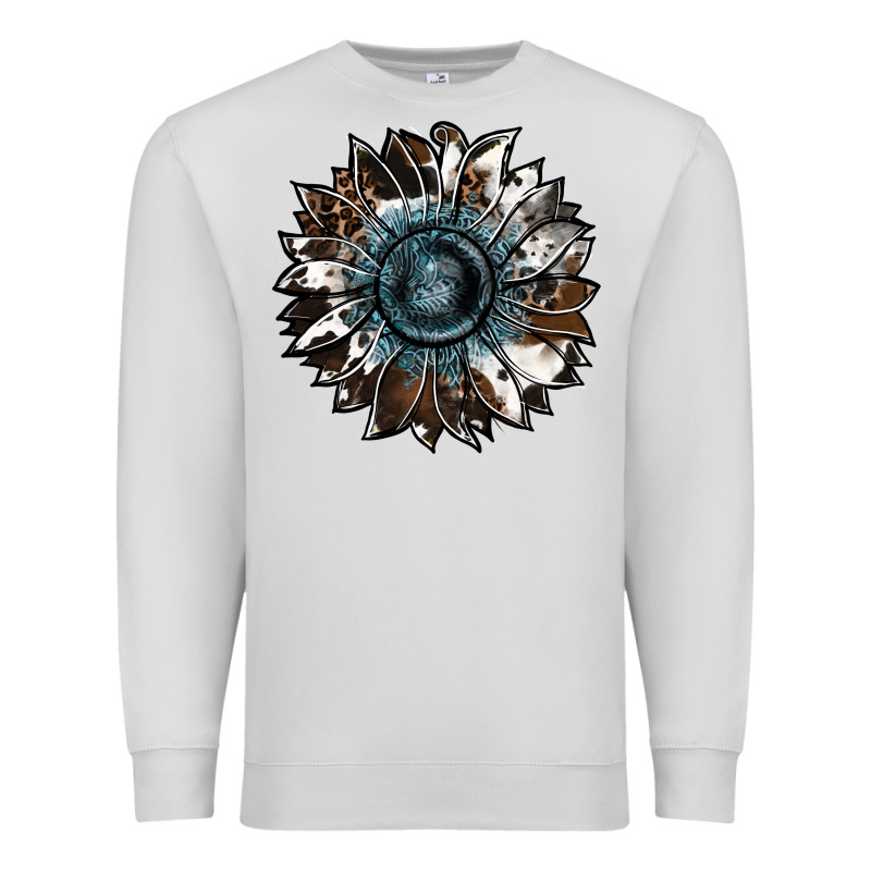 Cowhide Leopard And  Leather Sunflower Premium Sweatshirt by RanaPortraitStore | Teevron