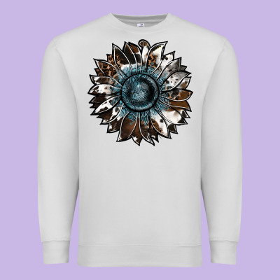 Cowhide Leopard And  Leather Sunflower Premium Sweatshirt Designed By Ranaportraitstore