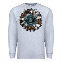 Heather Grey cowhide leopard and  leather sunflower Premium Sweatshirt - RanaPortraitStore
