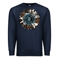 Navy cowhide leopard and  leather sunflower Premium Sweatshirt - RanaPortraitStore
