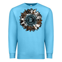 Ocean Blue cowhide leopard and  leather sunflower Premium Sweatshirt - RanaPortraitStore