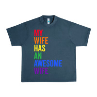 Midnight Navy my wife has an awesome wife funny lesbian wedding gift t shirt Urban Heavy Tee - linhVisuals