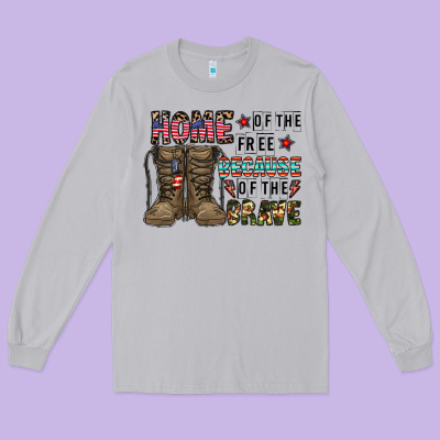 Home Of The Free Beacause Of The Brave Long Sleeve Tee Designed By Cowhidedigitalart