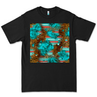 Black turquoise serape leopard seamless pattern Premium Tee - BundleAndBundleShop