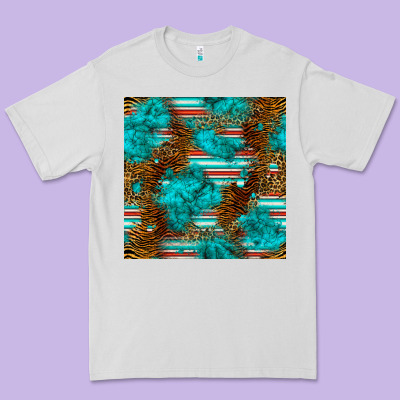 Turquoise Serape Leopard Seamless Pattern Premium Tee Designed By Bundleandbundleshop