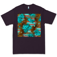 Plum turquoise serape leopard seamless pattern Premium Tee - BundleAndBundleShop