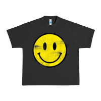 Pigment Black vintage retro happy smiley face 80's 90's aesthetic t shirt Urban Heavy Tee - linhVisuals