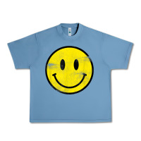 Pebble Blue vintage retro happy smiley face 80's 90's aesthetic t shirt Urban Heavy Tee - linhVisuals
